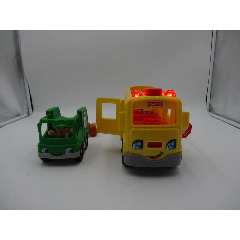 Fisher Price Little People Sit with Me School Bus and Recycling Truck Set